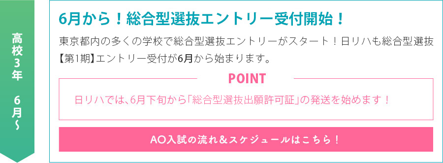 6/1から!総合型選抜(旧AO入試)エントリー受付開始!